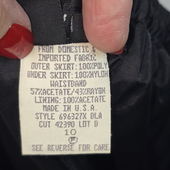 VINTAGE CAROLE LITTLE BLACK MAXI SKIRT TULLE OVERLAY LINED PARTY WOMENS 10 - Picture 8 of 9